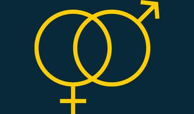 two silhouettes + equal sign