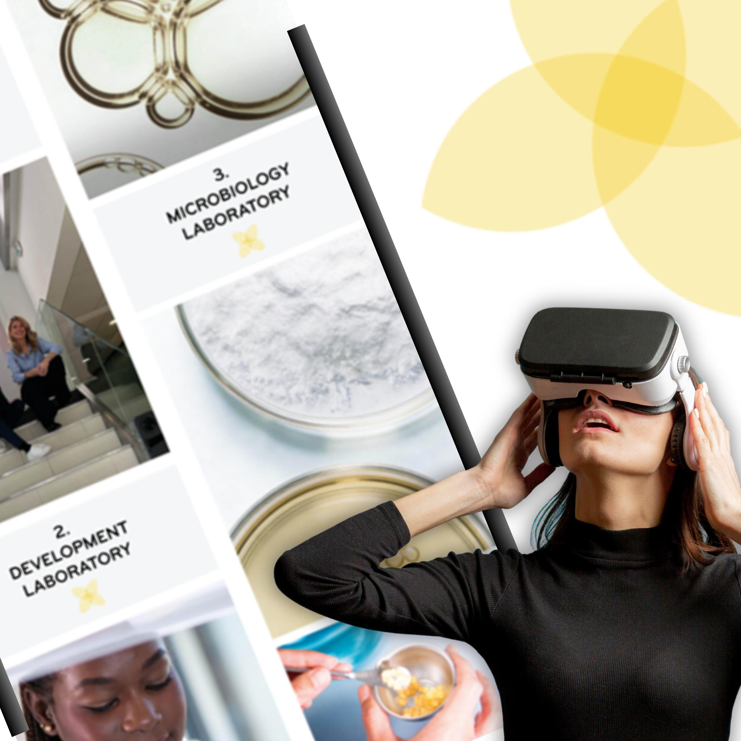 Glass façade of the NAOS headquarters featuring the yellow logo and large white NAOS lettering.