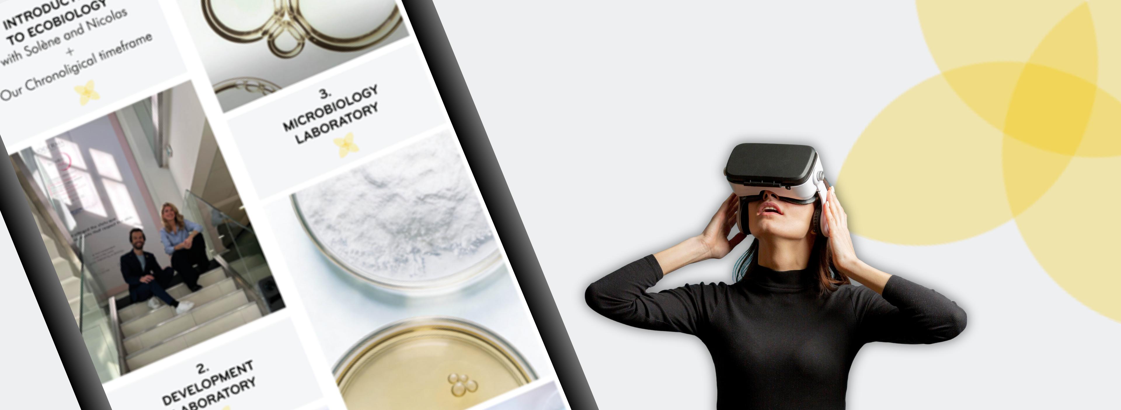 Glass façade of the NAOS headquarters featuring the yellow logo and large white NAOS lettering.