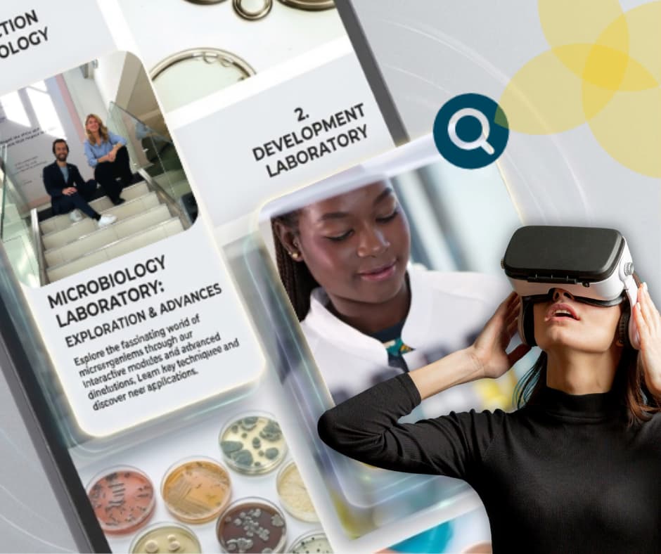 Glass façade of the NAOS headquarters featuring the yellow logo and large white NAOS lettering.